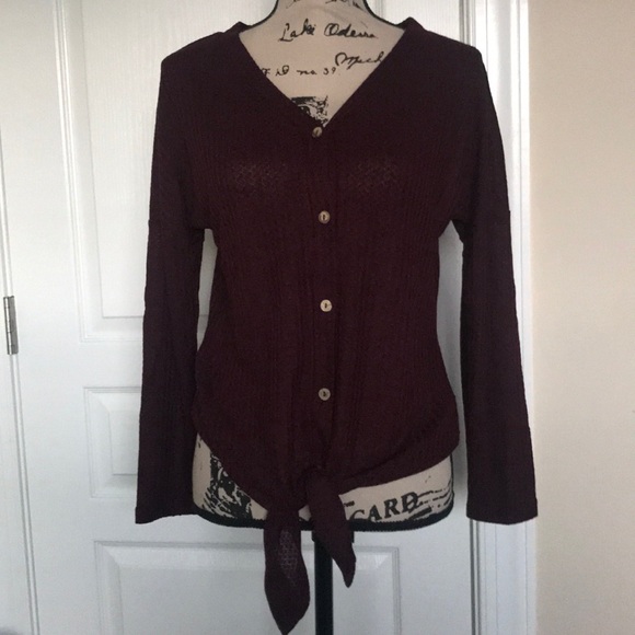 NWT Waffle Knit, tie front blouse, Size Medium - Picture 2 of 5